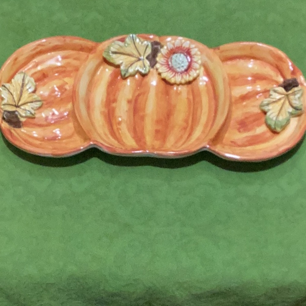 Ceramic Pumpkin Relish Tray for Fall and/or Thanksgiving.